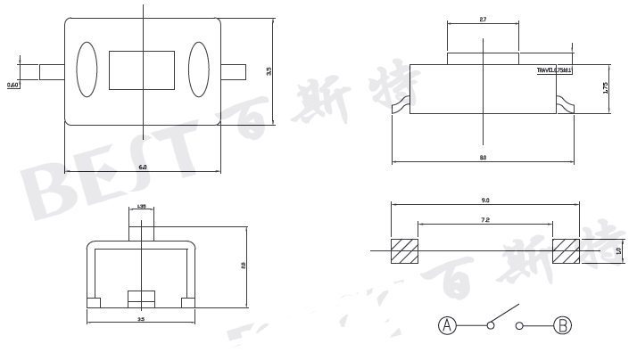 輕觸開(kāi)關(guān)TS-1181B參考圖紙